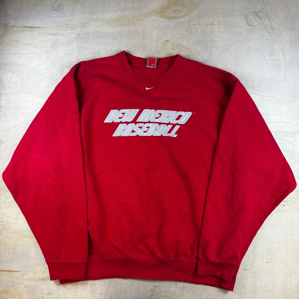 Nike Team New Mexico Baseball‎ Crewneck Sweatshirt Red Mens XXL Vintage Style